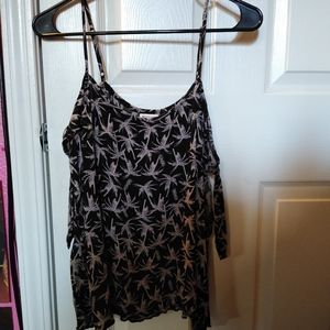 Off shoulder palm tree tank